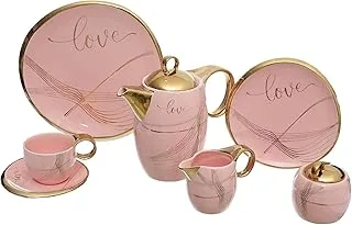 Oxford TJ0015 Tea Set 24-Pieces, Pink/Gold