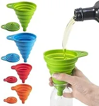 Collapsible silicone funnel for pouring liquid into the bottle multicolored 1 Pc