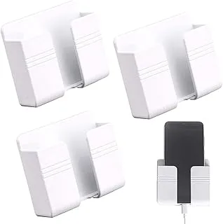 3 Pieces Wall Mounted Mobile Phone Holder, Wall Mount Sticker, Adhesive Storage Box for Remote Control, Mobile Phone, Charger, Universal Wall Mount