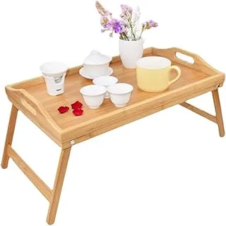 sogesfurniture Portable Bamboo Wood Bed Tray Breakfast Table Laptop Desk Tea Food Serving Tray Table Folding Leg Laptop Desk