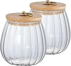 Glass Canisters with Airtight Bamboo Lids, Kitchen Bathroom Organizer Jars, Storage Container Jars for Coffee, Tea, Nuts, Sugar (1)