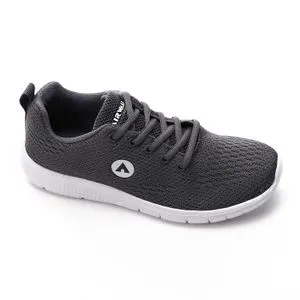 Air Walk Comfy Lace Up Textile Sneakers - Gray