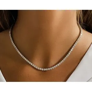 Tennis Necklace Choker Chinese Silver Zircon Crystals - 45 Cm - 4 Mm