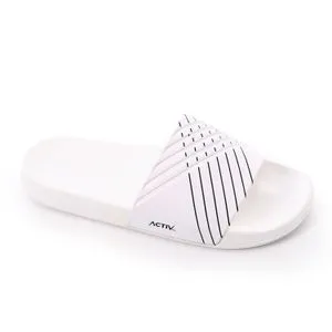 Activ Open Toecap Printed Slippers - White