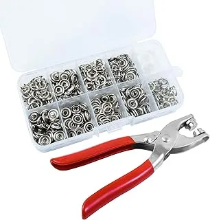 100 Sets Metal Snaps Buttons with Fastener Pliers Press Tool Kit Press Studs Kit Snap Fasteners Kit Sewing Free Buttons Set Five Claw Buckle Installation Tool Set Poppers for Sewing Clothing DIY Craft