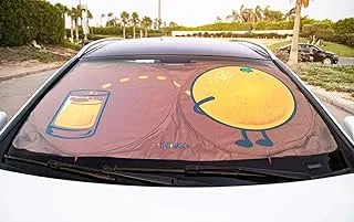 Orange Printed Automotive Windshield Sun Shade Auto Sun Visor Heat Protection for Cars, Trucks & SUVs