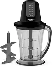 Sonai Super plus Chopper, 3 knives 6 blades with garlic peeler, and Whisk tool,1.5L,700 W, black, MAR-3077 black