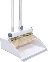 Wisewater Broom and Dustpan with 180 ° Rotation Head, Dustpan and Broom Set for Home, Broom and Dustpan Combo Upright (White)