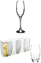 Pasabahce Maldive Champagne Glass 180ml + Pasabahce Barrel Long Drink Glasses 500 cc Set of 6