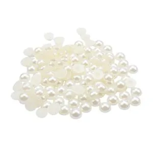 100x Flat Back Half Round Pearl Cabochon Beads -on DIY Crafts