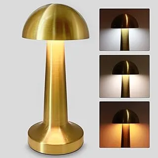 Cordless Lamp,Mushroom Lamp,Portable LED Table Lamp with Touch Dimmable,1800MAH Rechargeable Battery Operated Lamp,Night Light for Kids Nursery,Nightstand Lamp,Bedside Lamp,Bars Lamp(Gold)