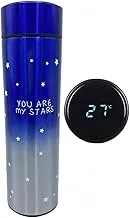 Stainless Steel Thermal Mug with LED Digital Touch Screen for Hot or Cold Drinks (Blue*Silver)