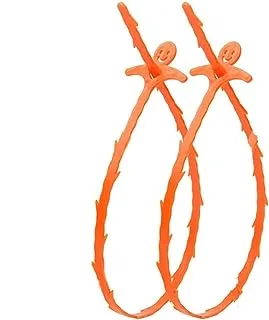 Drain Unblocker, Pack of 2 Sink unblocker Pipe Cleaners, Hair Snake Pipe Cleaners, Upgraded Round Plunger, Reusable Drain Cleaner, Drain Hair Remover Tool for Toilet, Kitchen and Bath Tub (Orange)