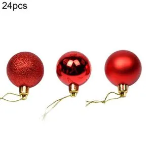 24Pcs Christmas Tree Balls Festival Home Party Mall-Red