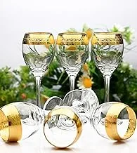 Segaey VENUE/Turkish VEN 553/245 cc - 8 Oz / 6 Pcs/Golden Rim/Elegant design, Trusted Brand, Attractive shape of Sparkling Drink, Smoothies, Juices, Cocktails/High Quality Materials