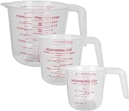 AHUNTTER 3PCS Clear Plastic Measuring Jugs Set 1L 500ml 250ml for Baking Cooking, Large 4-Cup 2-Cup Small 1-Cup Capacity, Microwave Safe BPA-Free Plastic Jugs with Handle - Clear Measurements