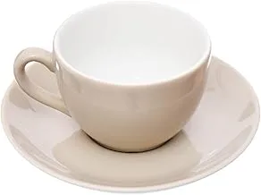 Tunisie Tu-1703519-Ge Set Of 6 Pieces Of Porcelain Lys Cee Cup & Saucer, 180Ml Suitable For Home And Restaurants With Premium Durable Material - Greige