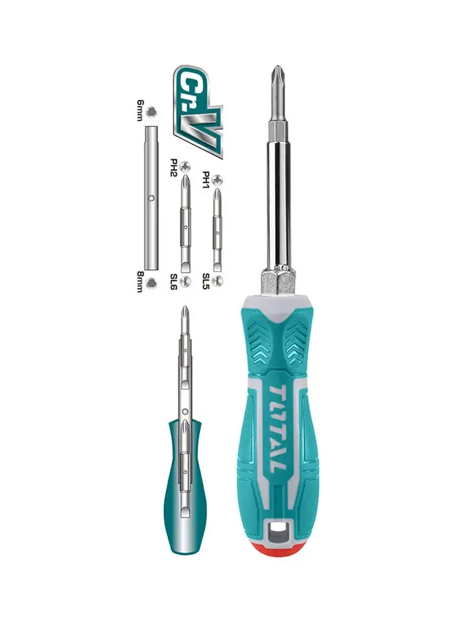 TOTAL 6 In 1 Screwdriver Set Teal / Grey