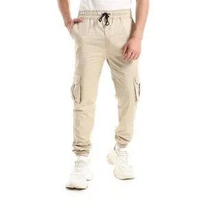 Caesar Solid Gabardine Cargo Pants With Hem