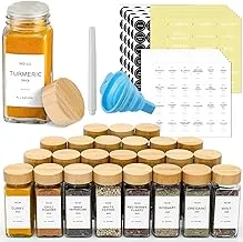 Yagosodee 24 Pcs Glass Spice Jars With Shaker Lids 120Ml Seasoning Jars Bottles Set With Bamboo Wood Lids Seasoning Container Bottles For Dried Herbs, Seasonings, Seeds, Nuts And Baking Ingredients