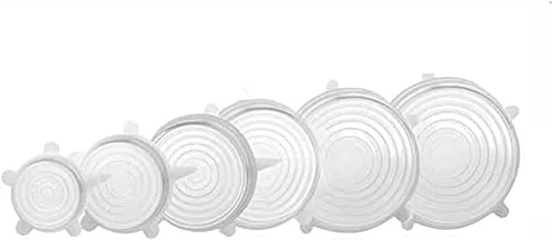 Silicone Stretch Lids 6 Pack Suction Lid - Multi Size Stretchable Covers For Bowls, Cups, Pots, Can, Mason Jar, Food Fresh Saver Cover, Freezable Microwavable Cover12335