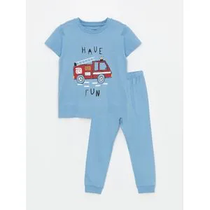 LC Waikiki Crew Neck Short Sleeve Printed Baby Boy Pajama Set