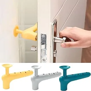 Silicone Anti-Collision Door Stopper, Adhesive Door Stopper Prevent Door from Colliding with Wall and Paint, Anti-Slip Silicone Door Handle for Holding and Keep Door Open (Yellow)