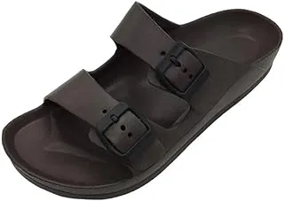 Marion Trade Double Buckle Adjustable Slides for Men, Size 44/45 EU, Brown