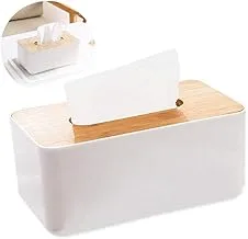 Hedrix Wooden Tissue Box Holder Cover,Rectangular Paper Holder Boxes,Removable Facial Tissue Dispenser Holder for Bathroom Vanity Countertop,Bedroom,Living Room,Kitchen