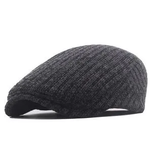 Fashion Men's Knitted Cotton Newsboys Beret Cap Grey