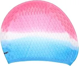 SPORT Silicone Swimming Cap for Girls in Zipper Bag Multi Color