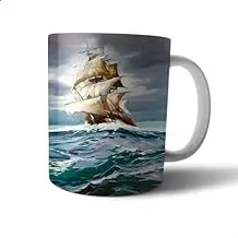 Ceramic Ship Print Mug - Multi Color