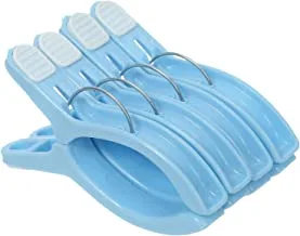 Plastic Blanket Laundry Pegs Set, 4 Pieces - Blue