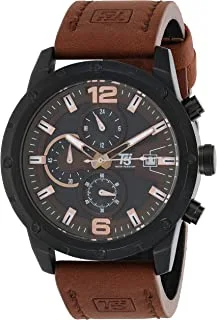 T5 H3582G-E Leather Round Analog Watch for Men - Brown