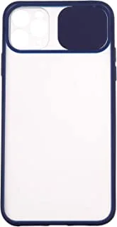 Silicone slim back cover with slide camera shield for iphone 11 pro max - transparent & navy