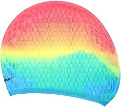 SPORT Silicone Swimming Cap for Girls in Zipper Bag Multi Color