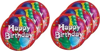 Party Happy Birthday Print Paper Party Plates Set 6 Pieces - 9 Inch