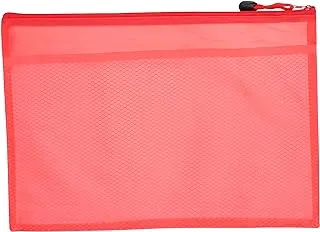 Fabric file with zipper, a4 - red