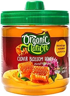 Organic Nation | Clover Honey | 100% Pure Clover Honey | Improve Body Health | Sugar Alternative | Perfect Sweetener | World’s Most Desirable Honey | Antioxidant | 400g