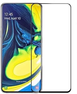 واقي شاشة كامل من الزجاج المقوى عالي الدقة لهاتف Samsung Galaxy A80 مضاد للسقوط ومضاد لبصمات الأصابع وخفيف وحساس - إطار أسود