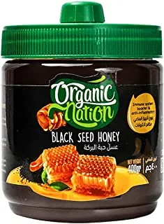 Organic Nation | Black Seed Honey | 100% Pure Honey | Immunity Booster | Anti-Inflammatory | Locally Sourced | Sugar Alternative | Cough Relief | Antioxidant | 400g