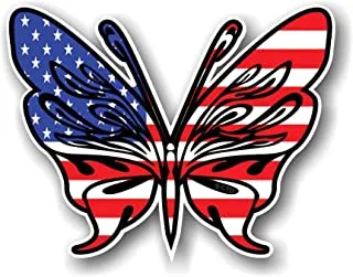 Solo E344 USA Flag Butterfly Car Sticker, 15x15 cm - Multi Color