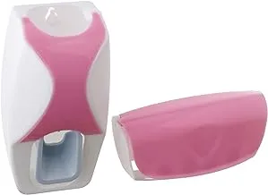 Qasem Plastic Toothbrushes and Toothpaste Holder Set, 15 x 7.5 x 6 cm - White and Pink