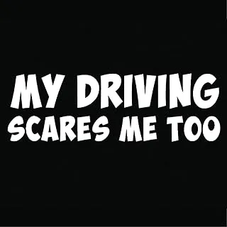 Solo e220 my driving scares me too printed car sticker, 15 x 15 cm - black and white