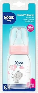 Wee Baby 851 Classic Feeding Bottle with Silicone Teat, 125 ml - Pink