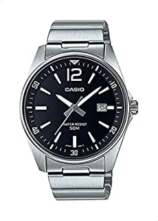 Casio stainless steel band analog watch for men - silver