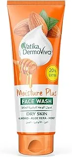 Vatika Dermoviva Moisture Plus Face Wash 50ml + 10 ml | Almond, Aloe Vera & Honey | For Dry Skin