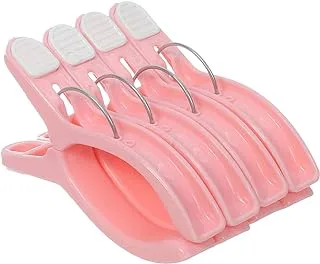 Plastic Blanket Laundry Pegs Set, 4 Pieces - Pink