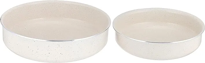 El Amal Elite Granite Round Oven Trays Set - 2 Pcs - Beige