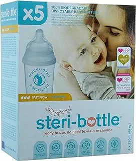 Steribottle biodegradable bottles, 5 pack, 3 months+